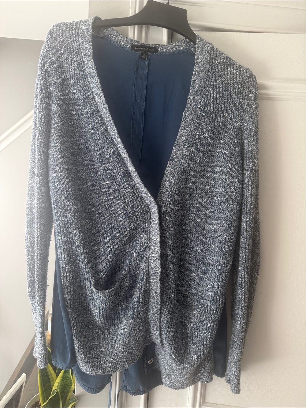 Banana Republic Heathered Blue-Gray Open Front Cardigan